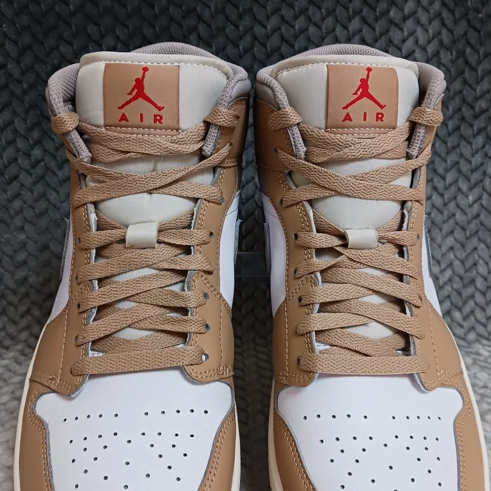 Air Jordan 1 Mid Hemp White Men's Sneakers Shoes Size 11.5